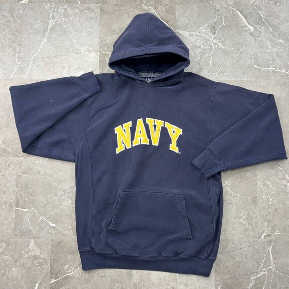 Vintage Steve Barrys Navy Midshipmen Hoodie Mens 2XL XXL Pullover Sweatshirt - Picture 1 of 13